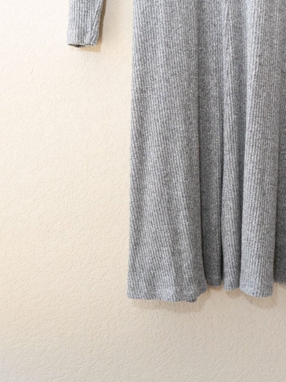 Old Navy Womens L Gray Ribbed Knit Wrap Dress Long Sleeve V Neck Tie Waist - Picture 16 of 16